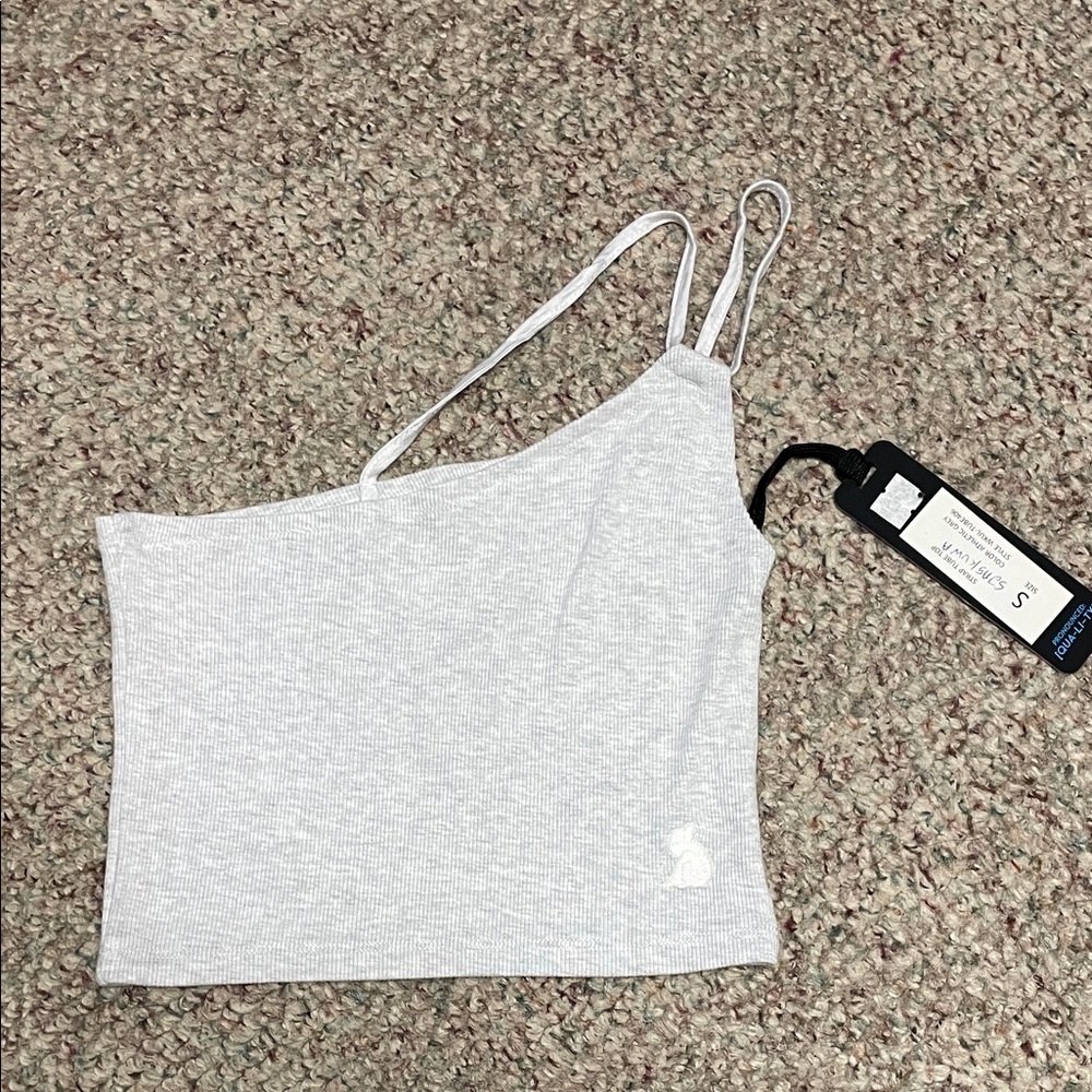 Kuwalla tee Women's grey One-Shoulder stretchy tank Top- nwt